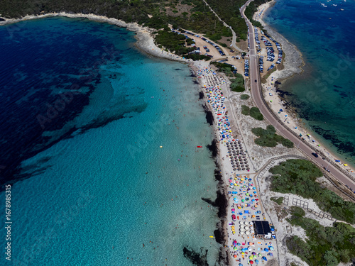 Canvas Print Aerial view of Capo Testa and Rena di Ponente Beach