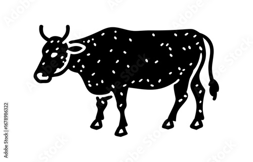 Silhouette of a cow. of farm animals cows