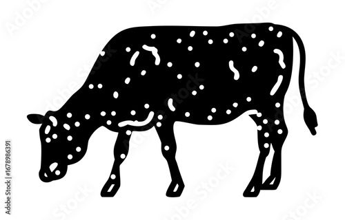 Silhouette of a cow. of farm animals cows 
