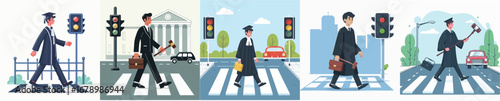 vector of judge crossing the road