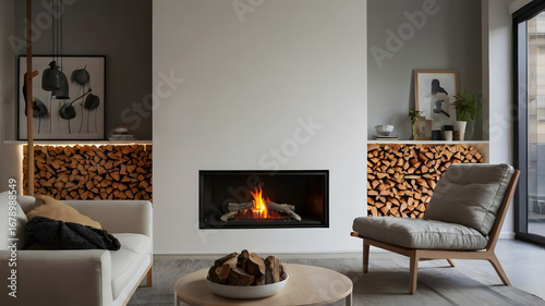 fireplace with burning logs