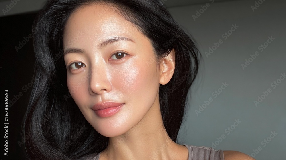 Obraz premium Confident Korean woman selfie