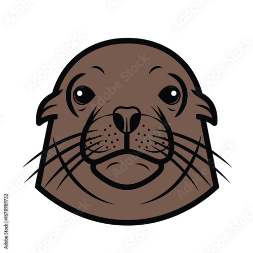 Adorable sea lion head illustration perfect for children's books, logos, and fun designs