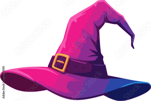 Black witches hat. Vector illustration.
