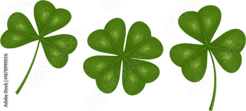 Good luck four leaf clover flat icon set isolated on transparent background.
