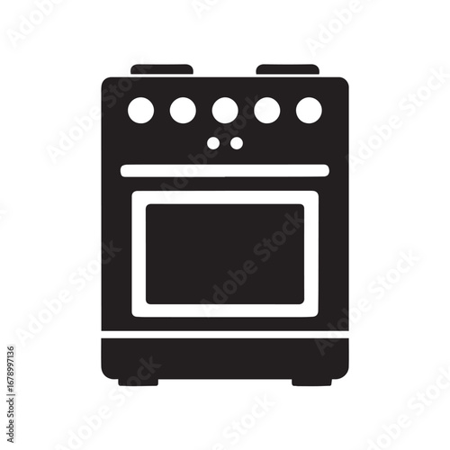 Oven silhouette black and white vector icon