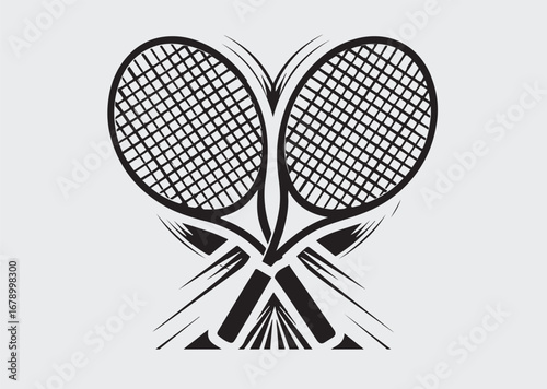 Black Tennis racquet and ball  Vector silhouette vector illustration
