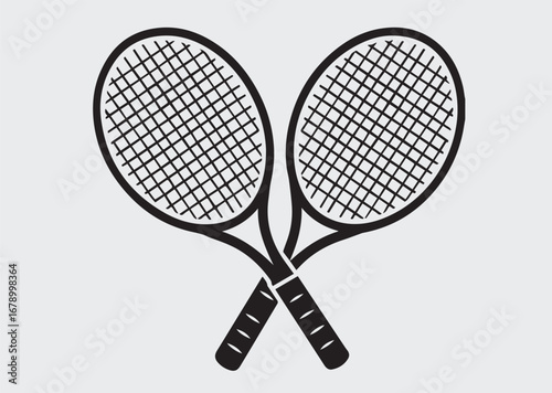 Black Tennis racquet and ball  Vector silhouette vector illustration
