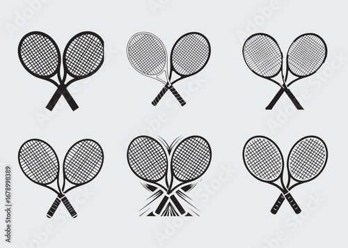 Black Tennis racquet and ball  Vector silhouette vector illustration

