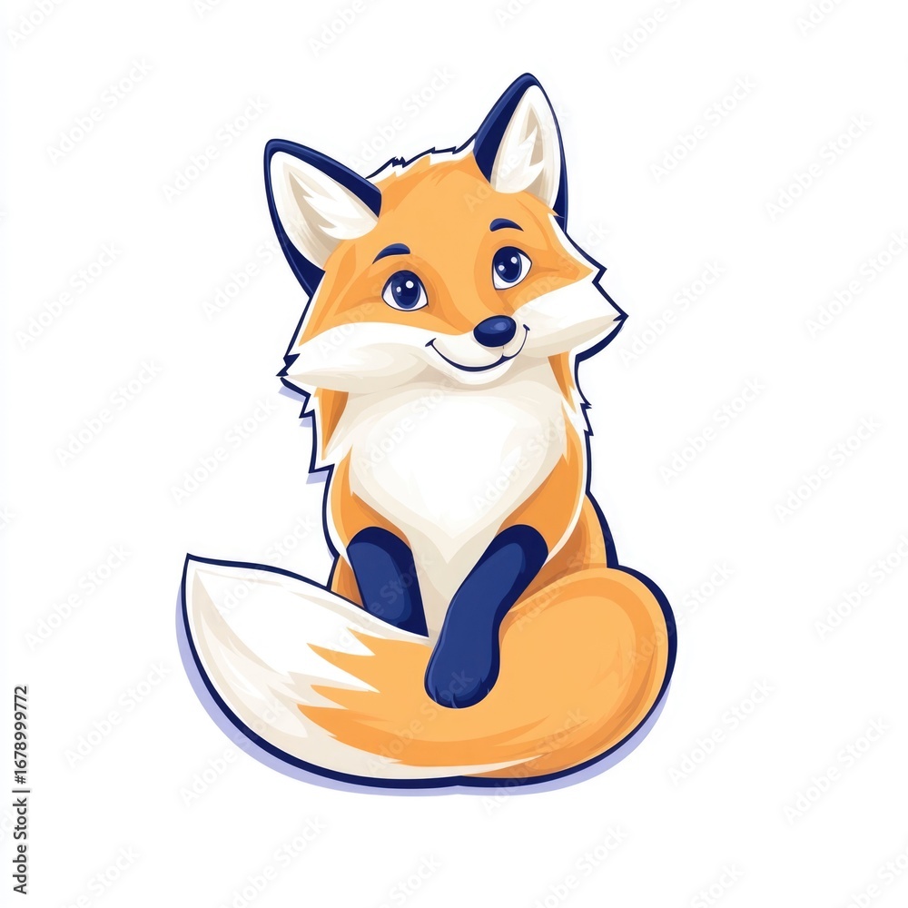 Obraz premium Adorable and Friendly Fox Mascot Logo in Kawaii Chibi Style with Playful Colorful and Whimsical Design Isolated on Clean White Background Versatile Graphic Element for Commercial Use Branding