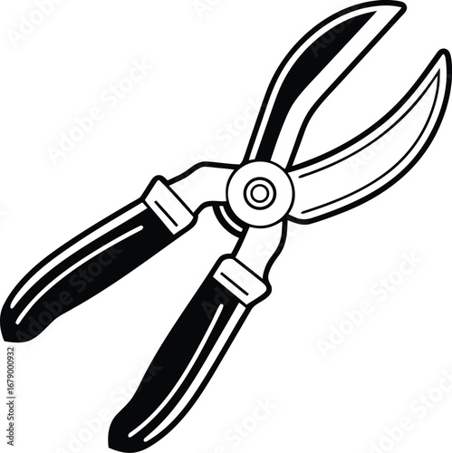Black handled pruning shears gardening tool
