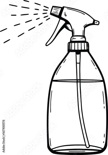 Spray bottle dispensing liquid cleaning