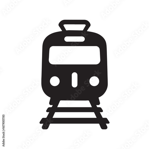 Train silhouette black and white vector icon