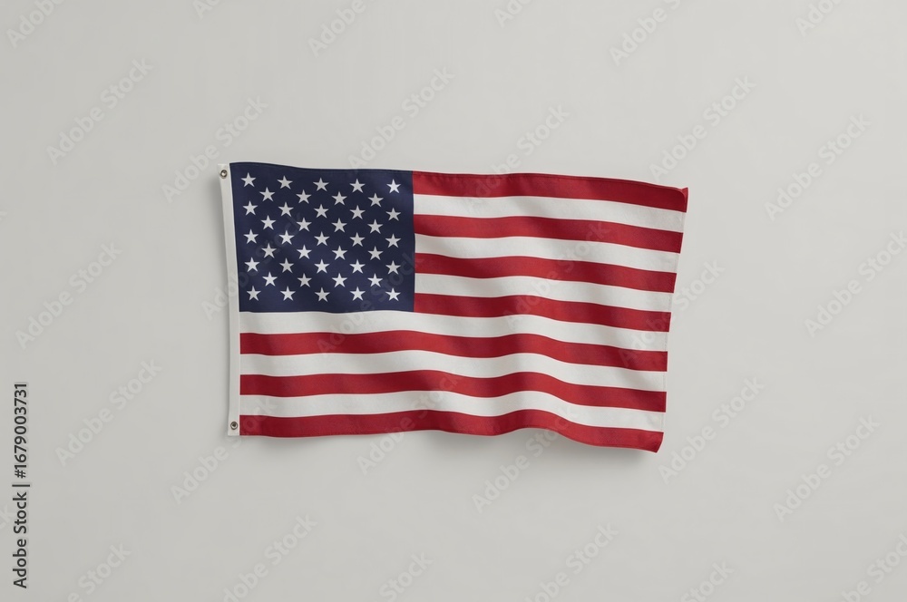 Obraz premium US flag waving, wall background, patriotic design