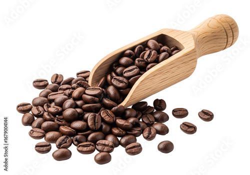 coffee beans in a wooden scoop