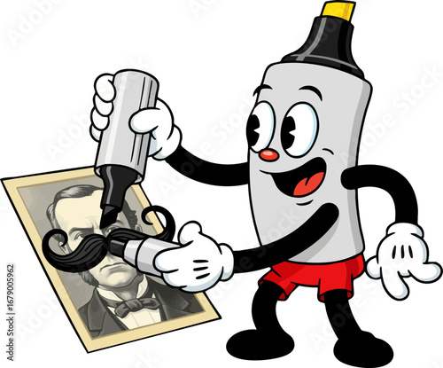 A Mischievous Marker Drawing a Mustache