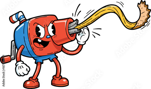 A Pencil Sharpener Spitting Out a Shaving
