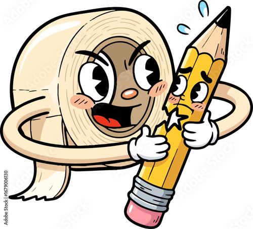 A Roll of Tape Hugging a Broken Pencil