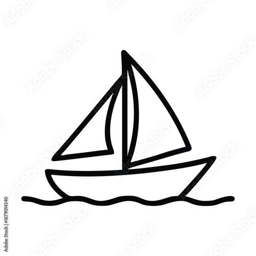 Simple icon of a small sailboat sailing away