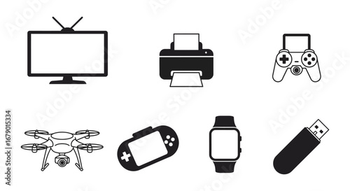 collection of modern electronic devices and gadgets