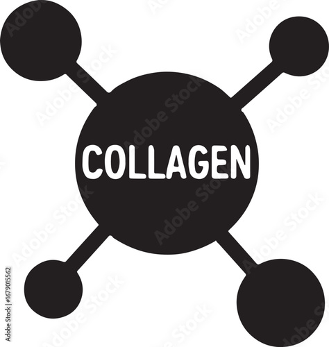 Collagen molecule icon silhouette vector, ideal for skincare, health, beauty, and wellness design.