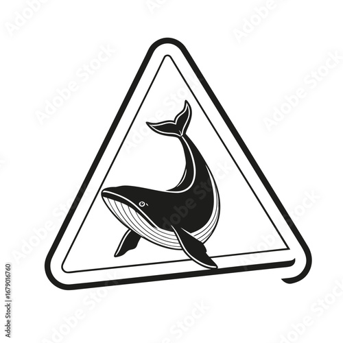 Whale Warning A Triangular Silhouette Signifying Marine Mammal Presence and Conservation Awareness