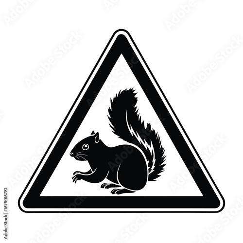 Beware of Squirrels Warning Sign A Cautionary Graphic Illustration