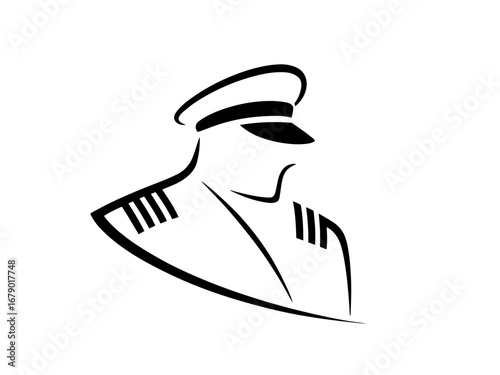 Boat charter captain logo. Mustache bearded sailor icon. Maritime skipper emblem. Vintage nautical seafarer symbol. Vector illustration.
