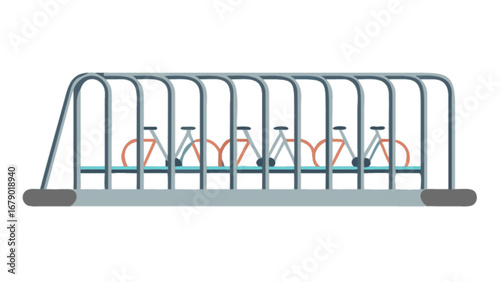 Bicycle parking rack vector illustration for bike storage and public transportation solutions design asset