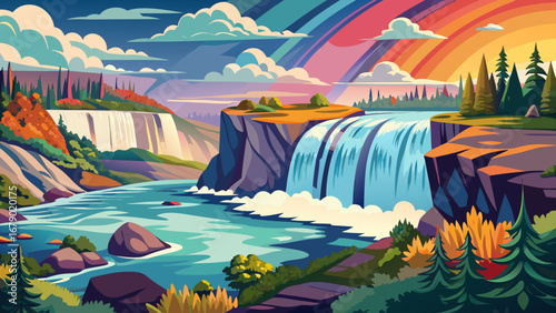 The Niagara Falls on the Canada–USA border thunder dramatically into deep gorges, a breathtaking natural wonder framed by mist, rainbows, and scenic landscapes admired worldwide.