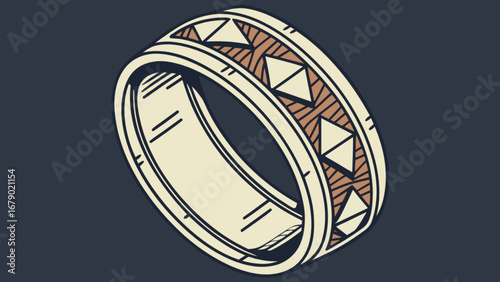 Stylish wedding ring band design with geometric triangle patterns for modern jewelry fashion trends