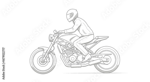 Minimalist Motorcycle Rider Illustration on White Background for Designers