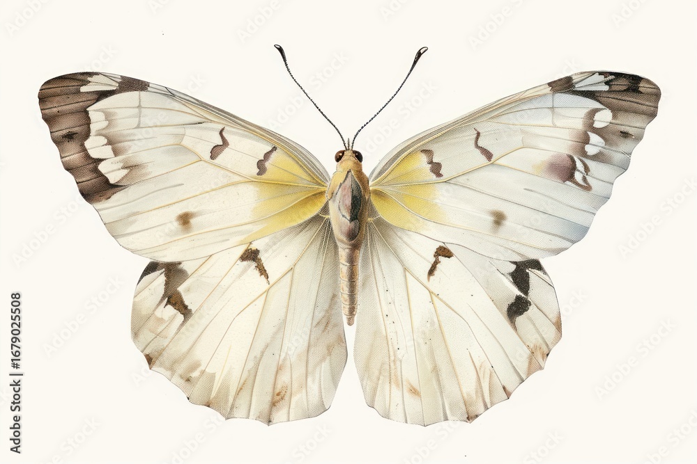 Fototapeta premium Monarch Butterfly flying butterfly illustration vintage.