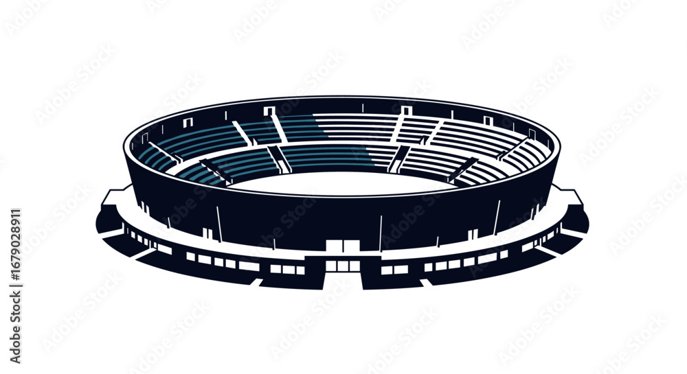Obraz premium Captivating view of a modern outdoor sports stadium with tiered seating and architectural details