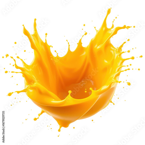 dynamic mango juice  paint splash in dynamic motion on white background  