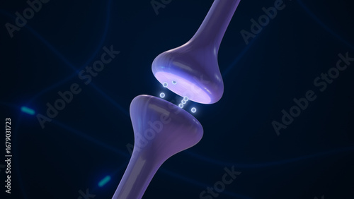 Neural Synapse Transmitting Signals Between Brain Cells
