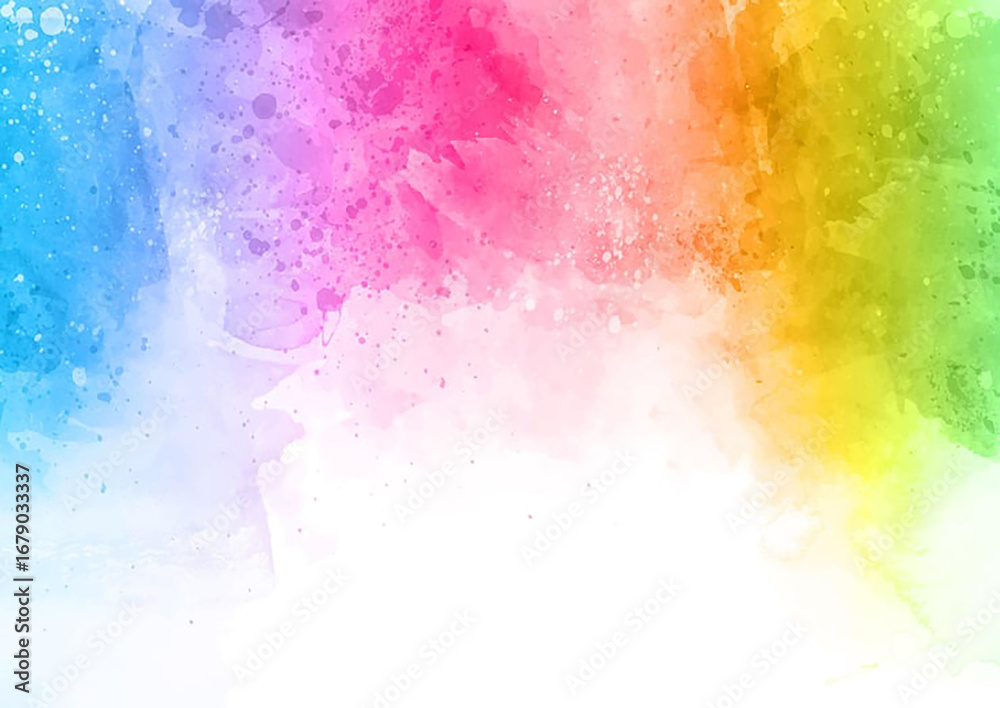 Fototapeta premium Vibrant watercolor splash with a spectrum of bright colors blending beautifully on a white background