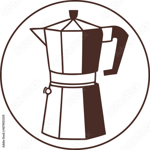 Black metal espresso machine with a glass pot brewing a hot coffee beverage on a white kitchen counter
