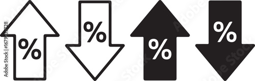 Up and Down Arrows with Percentage Symbols Indicating Financial Trends