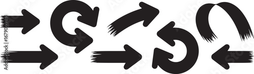 Free Download Collection of Black Arrows with Brushstroke Effect, Indicating Direction and Movement - GFXLoad