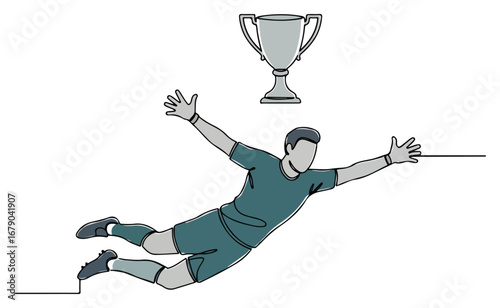 Goalkeeper Makes Diving Save During Intense Soccer Match.