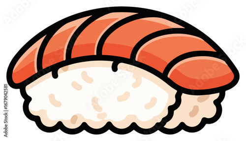 Sushi with salmon - a delicious Japanese food illustration.