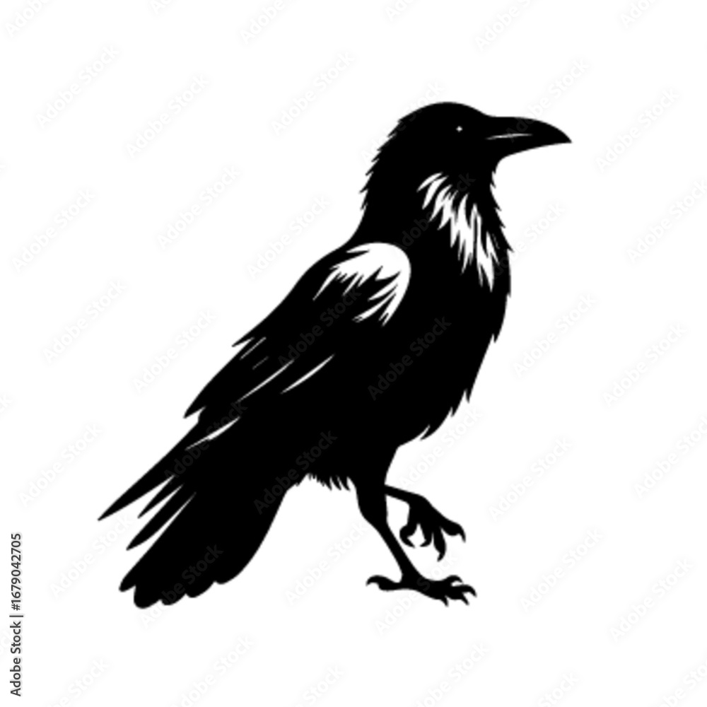 Fototapeta premium Crow 15 Vector Illustration | Dark Black Bird Silhouette Artwork