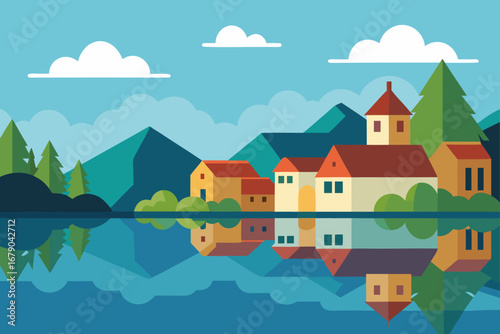 vector illustration of a village