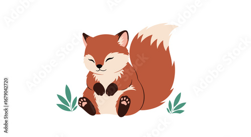 Adorable foxy friend resting peacefully in the meadow