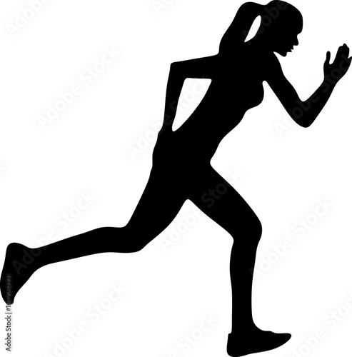 Silhouette Female sprinters swift powerful sprint