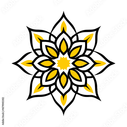 Simple mandala design for coloring. Mandala color full Drawing Design icons. Mandala pattern applied Thai style.