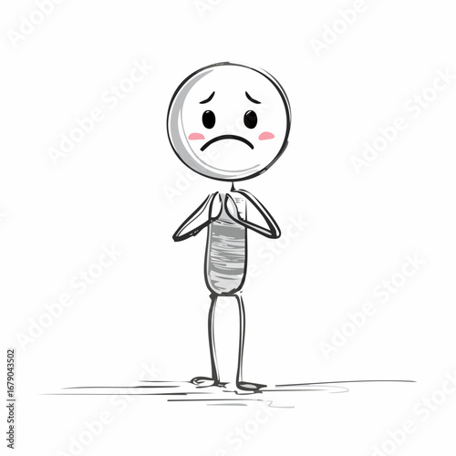 Sad Stick Figure Pleading with Hands Clasped