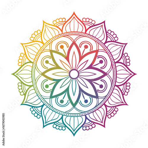 Simple mandala design for coloring. Mandala color full Drawing Design icons. Mandala pattern applied Thai style.