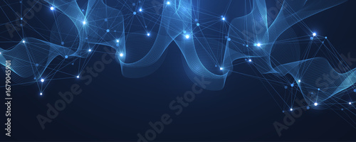 Global network connection concept. Big data visualization. Social network communication in the global computer networks. Internet technology. Business. Science. Vector illustration